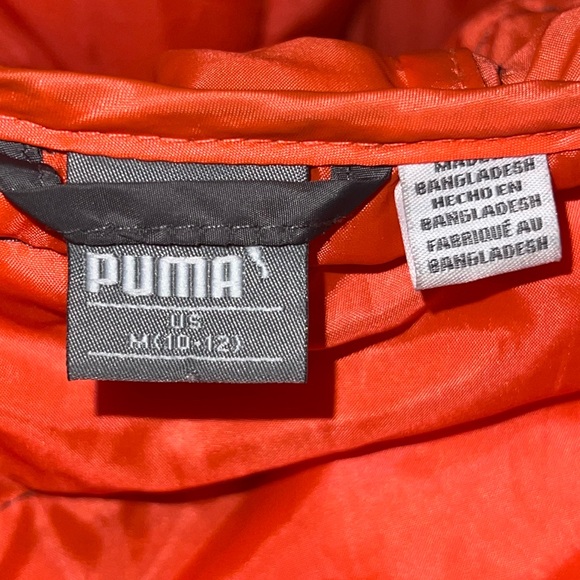 Puma Zip Up Hooded Jacket Orange and Gray Kids Medium (10-12) - Picture 5 of 10